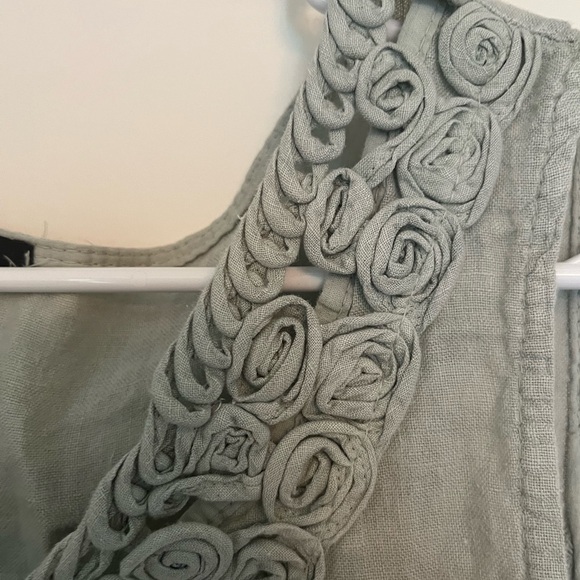 LUNGO L’ARNO 100% Linen Made in Italy Shift Dress Green/Gray Women’s Large - Picture 5 of 9